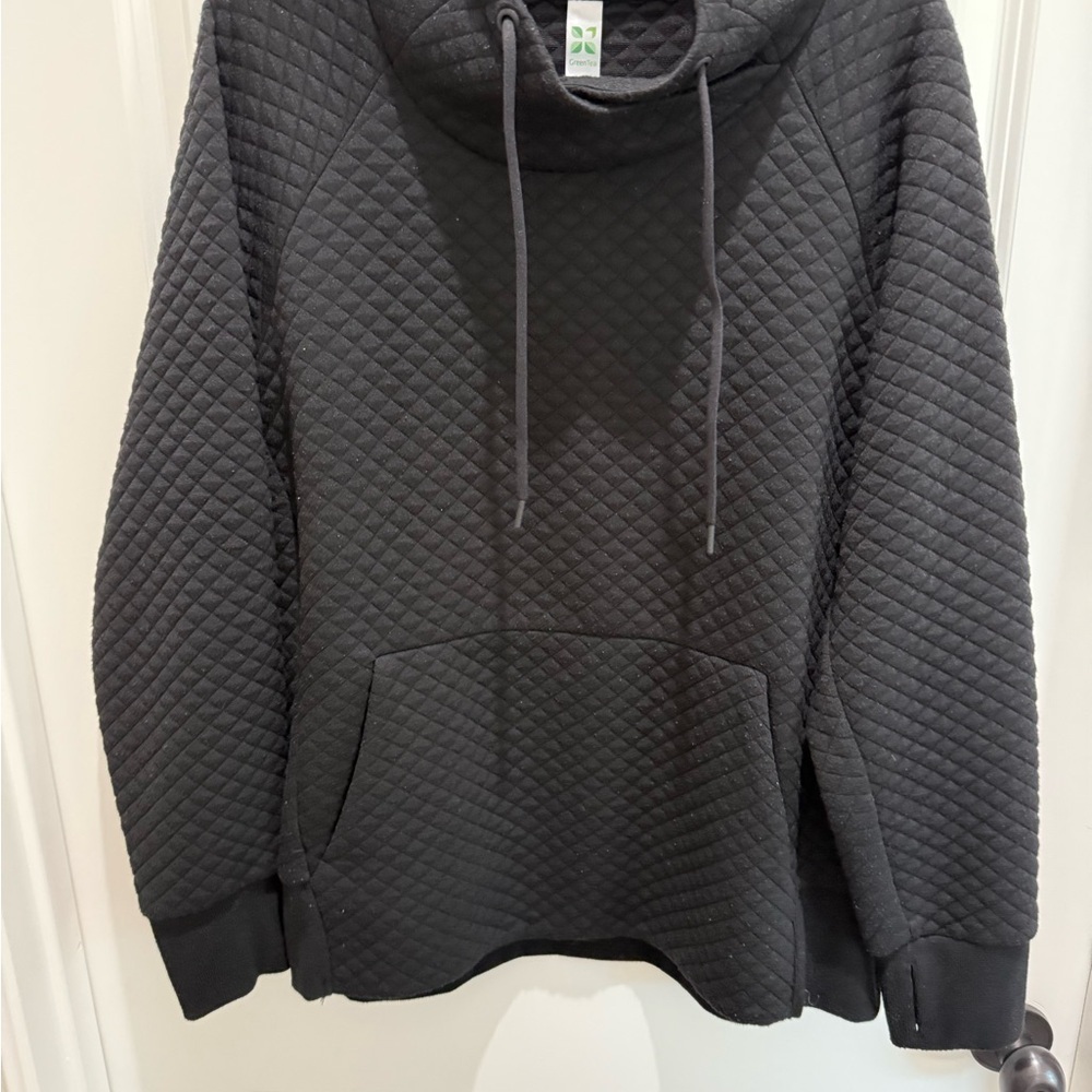 Green tea Quilted Turtleneck Sweater - Black
